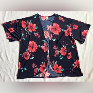 Sew In Love Black Floral Kimono Top